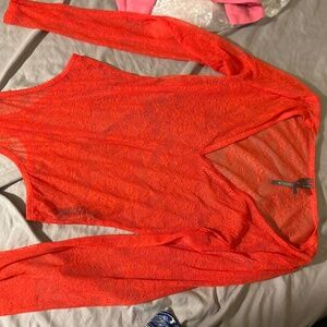 Anthropologie Red Lace Bodysuit Small